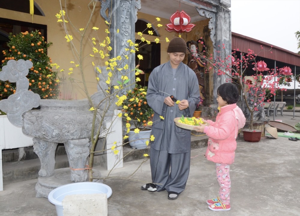 Cùng với đó, mọi người trang hoàng khuôn viên nhà chùa, nhà cửa đón Tết.