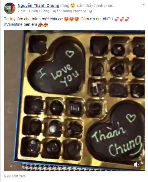 Thành Chung được bạn gái tự tay làm Socola cho.