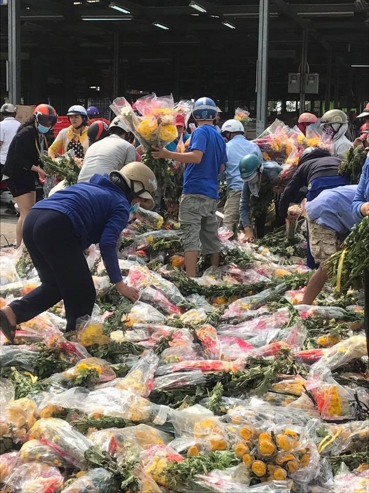 Rất nhiều người đã lựa chọn những cây hoa còn tốt, mang về chưng tết mà không phải mất tiền mua. Ảnh: H.H