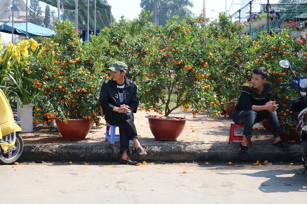 Nông dân ngồi thẫn thờ, “gác cổng” ngóng không có lấy một khách. Ảnh: Trâm Nguyễn