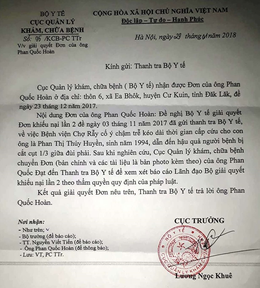 Phản hồi từ Cục Quản lý khám chữa bệnh. Ảnh: QH