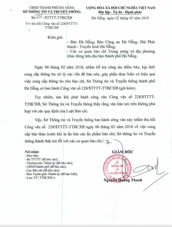 Công văn thu hồi