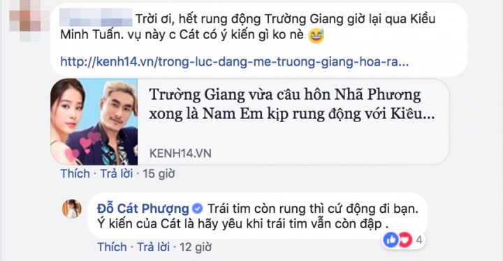 Cát Phượng lên tiếng trên trang cá nhân