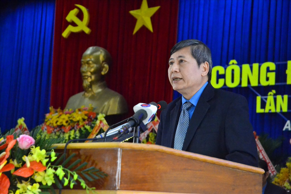 Phó Chủ tịch Thường trực Tổng LĐLĐ Việt Nam Trần Thanh Hải phát biểu chỉ đạo đại hội. (Ảnh: Lục Tùng)