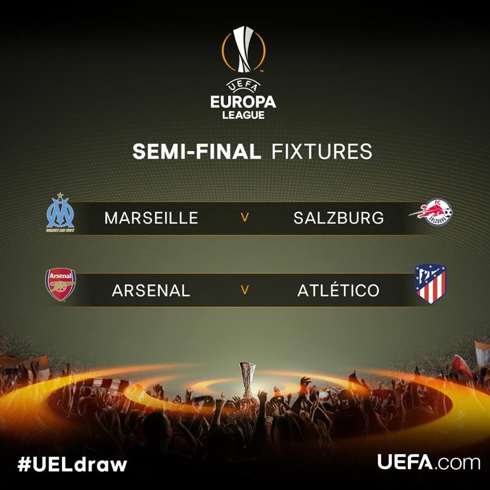 Kết quả bốc thăm Bán kết Europa League. Ảnh: UEFA.