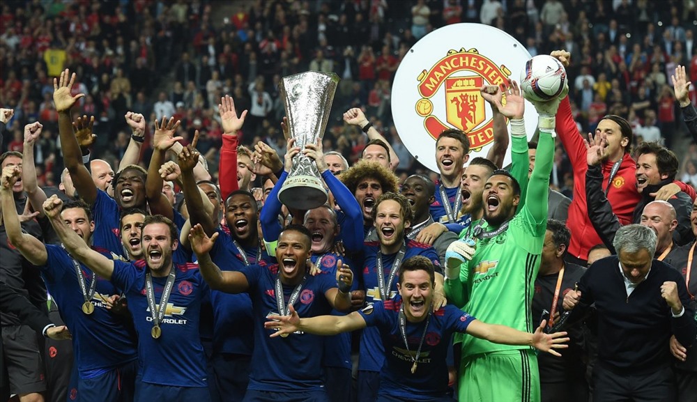 Năm ngoái, M.U chỉ xếp thứ 6 nhưng đã vô địch Europa League. Ảnh: Getty.