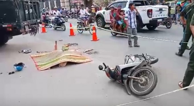 Hiện trường vụ tai nạn. Ảnh PLO