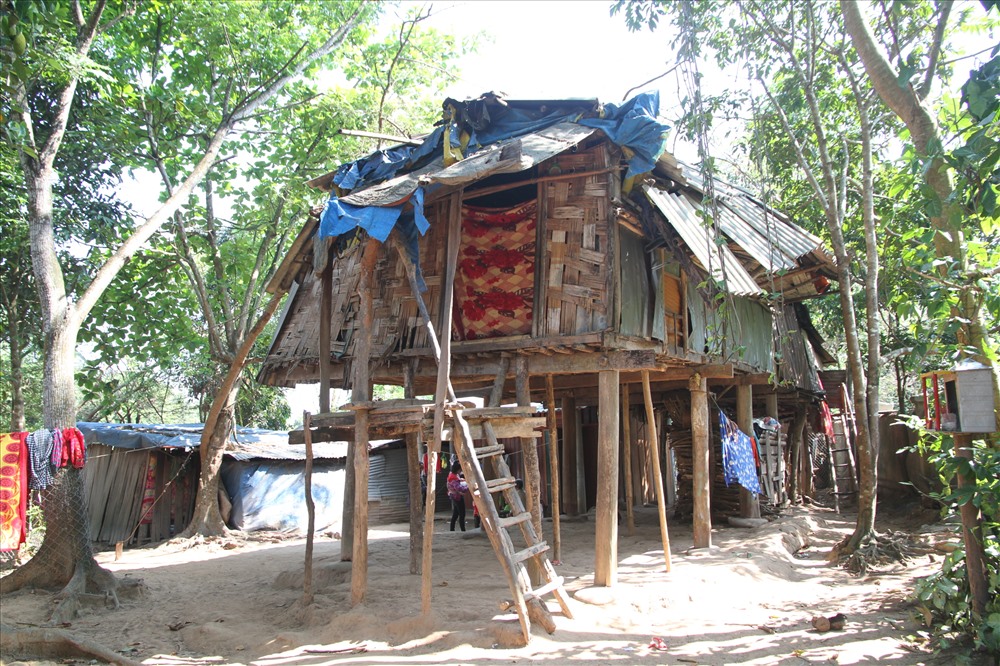 Những lao động đi làm việc tại mỏ vàng Khe Muối ai cũng có hoàn cảnh khó khăn. Trong ảnh là ngôi nhà của 2 anh em Hồ Văn Tài và Hồ Văn Hinh. Ảnh: Hưng Thơ.