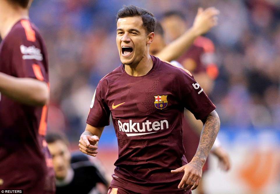 Coutinho góp công trong ngày trọng đại của Barca. Ảnh: Getty.