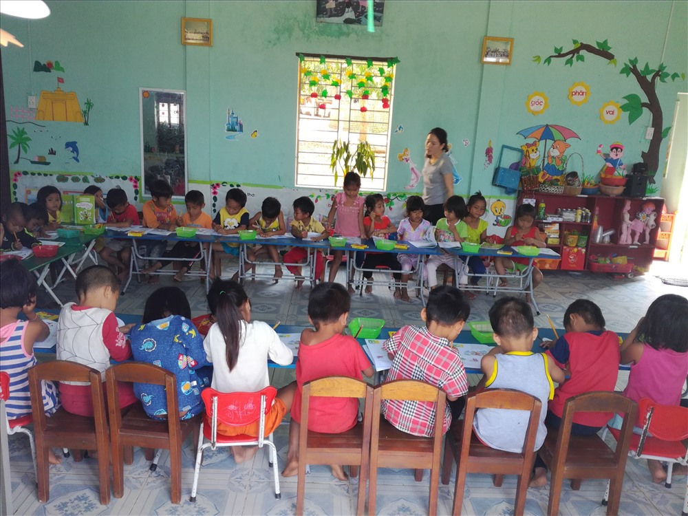 Lớp học ở điểm trường mầm non Khe Đá, thị trấn Lao Bảo, huyện Hướng Hóa, tỉnh Quảng Trị.