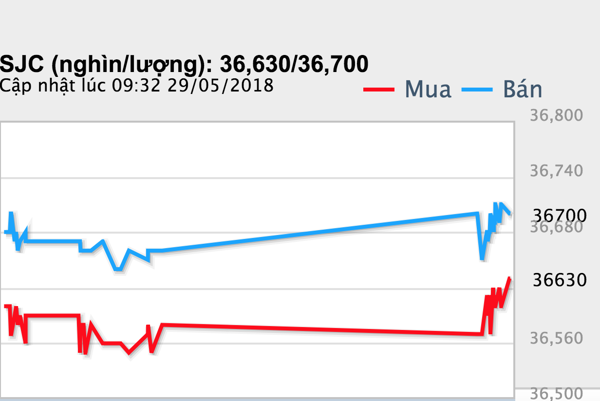 Giá vàng SJC trong nước từ 26.5 đến 29.5