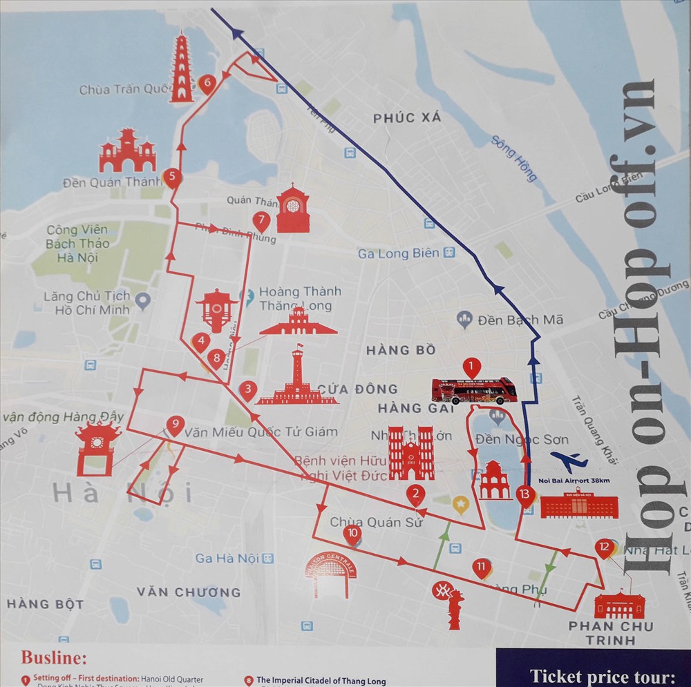 Được biết, cự ly toàn tuyến bus mui trần dài gần 14 km với 13 điểm dừng đón trả khách, hành khách có thể mua vé sử dụng trong 4 giờ, 24 giờ hoặc 48.
