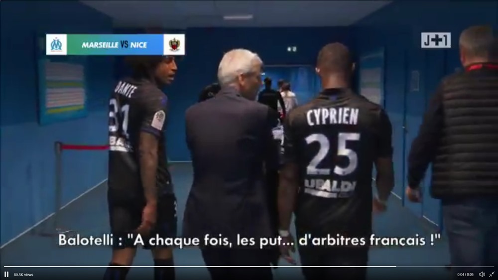 Câu chửi tục của Balotelli đã lọt vào micro. Ảnh: Twitter.