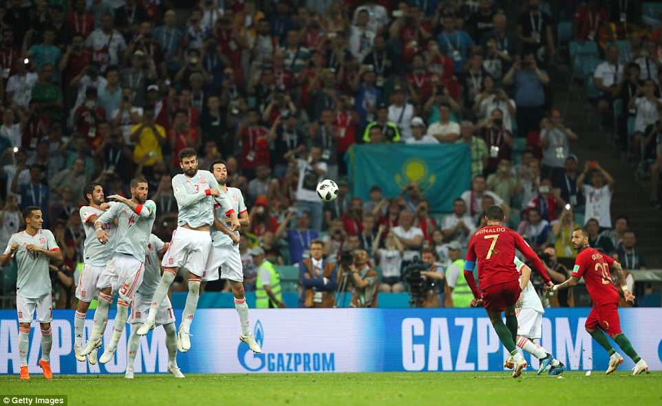 Bàn thắng thứ 3 của CR7 từ pha đá phạt trực tiếp. Ảnh: DailyMail