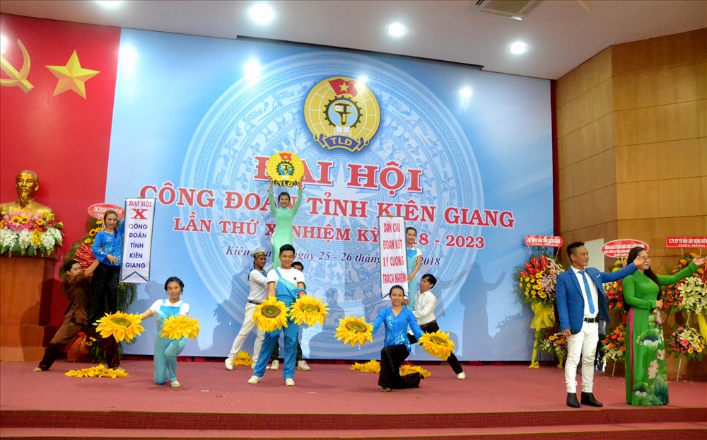 Quang cảnh Đại hội X Công đoàn Kiên Giang. (Ảnh: Lục Tùng)