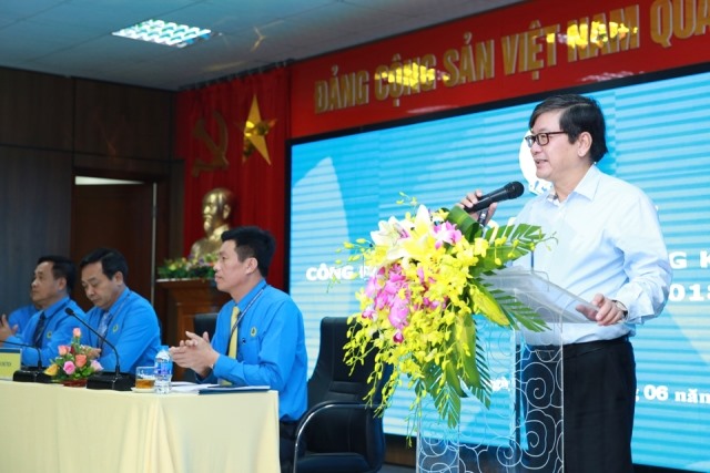 Đồng chí Phạm Ngọc Minh - Phó Bí thư Đảng ủy, Chủ tịch Hội đồng Quản trị TCty Hàng không phát biểu chỉ đạo tại Đại hội. Ảnh: Hải Nguyễn