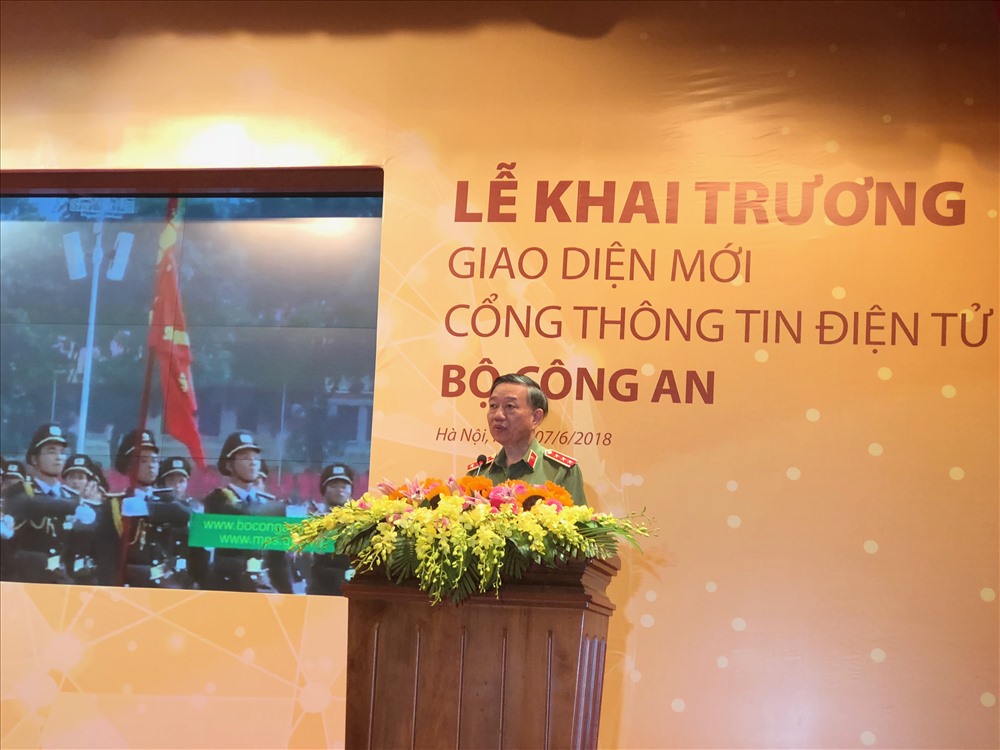 Bộ trưởng Bộ Công an Tô Lâm phát biểu tại buổi lễ. Ảnh: Đ.P