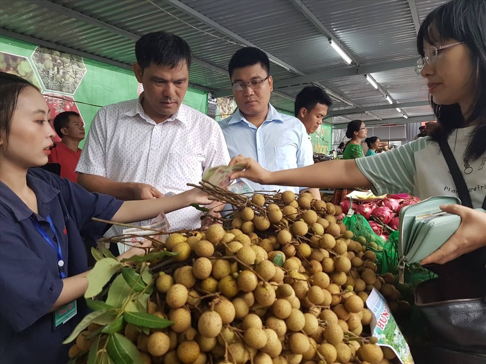 Sản phẩm nhãn Sơn La tại Hội chợ. Ảnh: KH.V