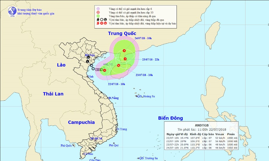 Ngày 22.7, một áp thấp nhiệt đới mới gần bờ khiến nguy cơ mưa lũ tiếp tục kéo dài.