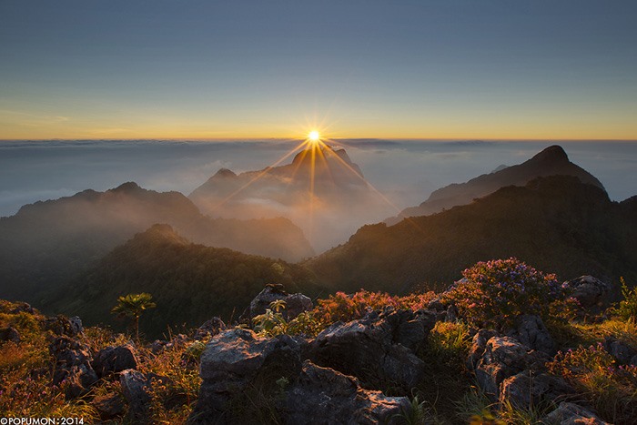 Doi Loung Chiang Dao nằm giữa rừng xanh dưới chân ngọn núi đá vôi khổng lồ. Ảnh: (Photo by popumon@pantip)