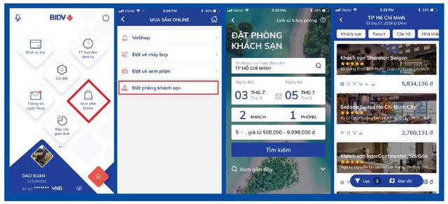 Tính năng đặt phòng khách sạn trên BIDV SmartBanking