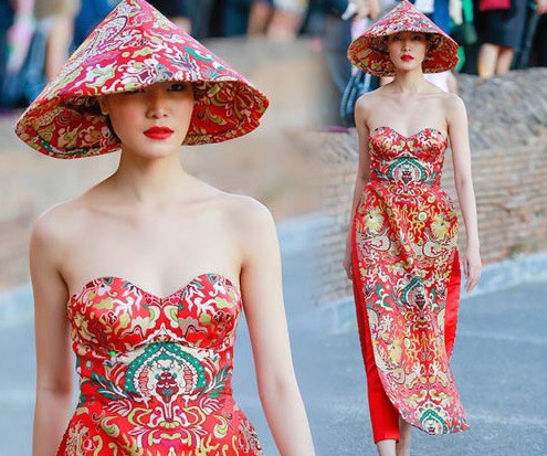 Mẫu áo dài cúp ngực được Hoa hậu Thuỳ Dung trình diễn đã gây tranh cãi