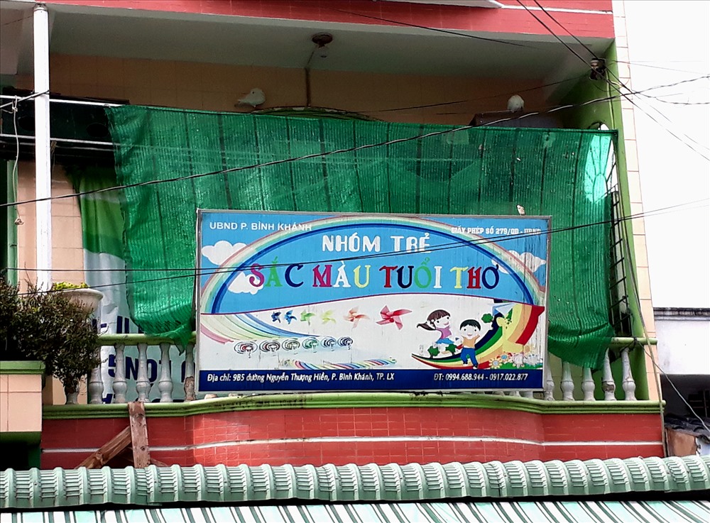 Mặt tiền cơ sở Nhóm trẻ Sắc màu tuổi thơ tọa lạc trên đường Nguyễn Thượng Hiền, phường Bình Khánh, TP Long Xuyên, An Giang. Ảnh: Lục Tùng