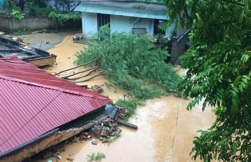 Rất may khi Trường Mầm non Trung Sơn bị sập học sinh không đến trường.