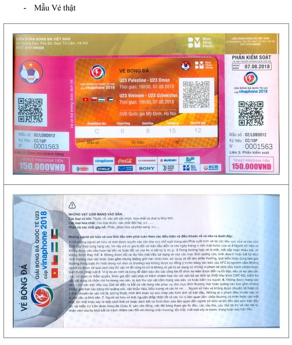 Mẫu vé thật từ BTC.