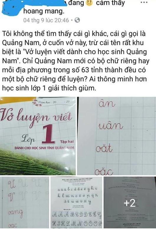 Vở luyện viết đã gây hoang mang cho phụ huynh.
