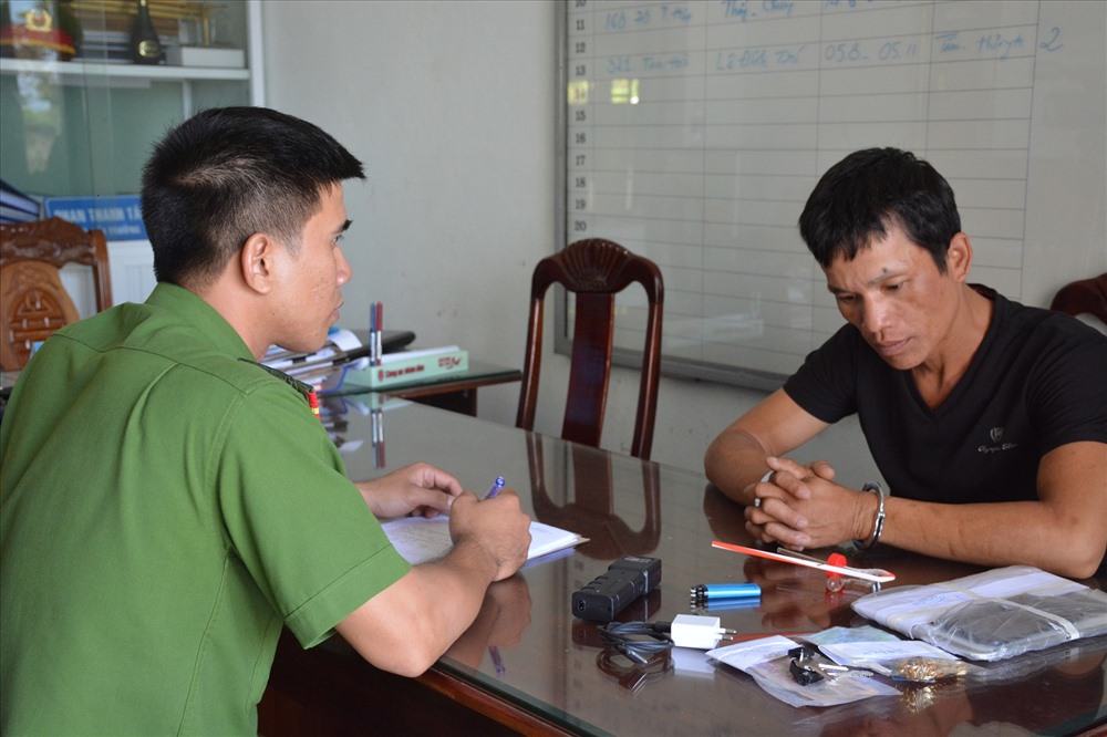 Đối tượng Nguyễn Văn Trình tại cơ quan công an. Ảnh: C.Đ