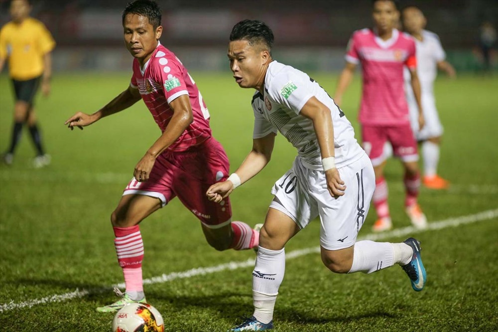 Sài Gòn FC trình diễn một lối chơi mờ nhạt trước TP.HCM ở trận derby cùng thành phố. Ảnh: VPF