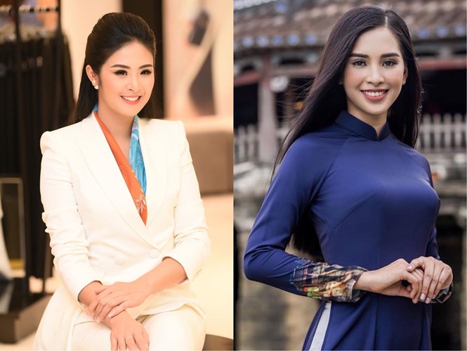Hoa hậu Ngọc Hân và Tân hoa hậu Tiểu Vy.