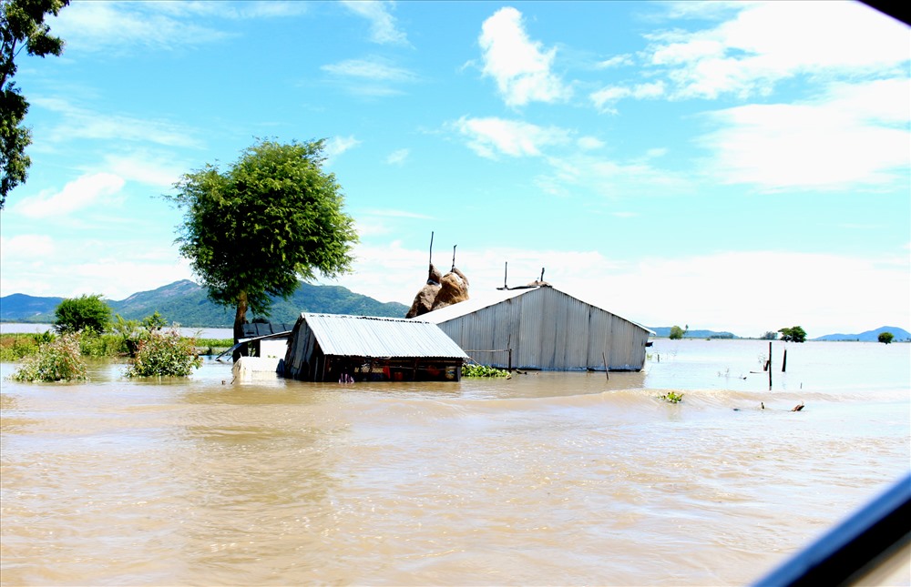 Lũ đầu nguồn về sớm, lên nhanh và diễn biến phức tạp, đã gây ảnh hưởng đến đời sống người dân vùng đầu nguồn, ngay cả địa phương miền núi như Tri Tôn cũng bị ngập . Ảnh: Lục Tùng