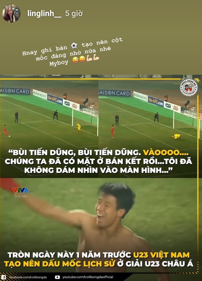 Hình ảnh được bạn gái tin đồn Bùi Tiến Dũng chia sẻ trên trang cá nhân.