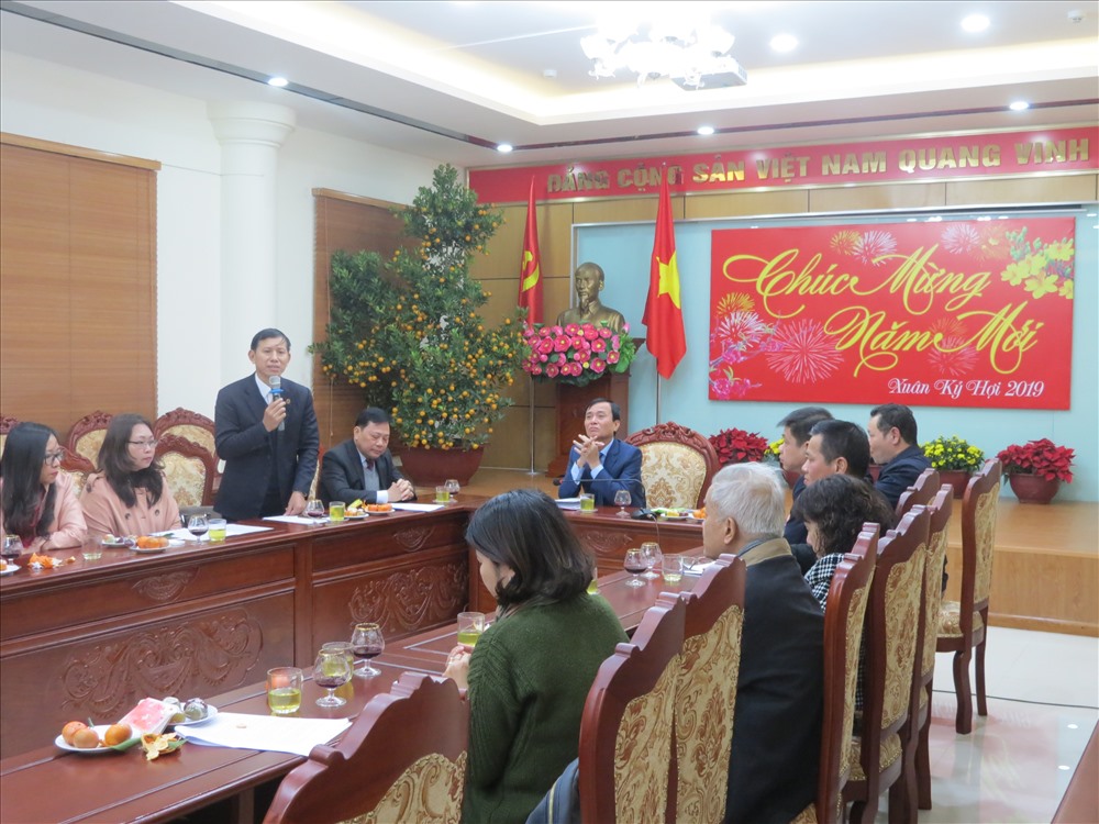 Phó trưởng Ban Tuyên giáo Tổng LĐLĐVN Vũ Mạnh Tiêm phát biểu tại buổi gặp mặt. Ảnh: Xuân Trường