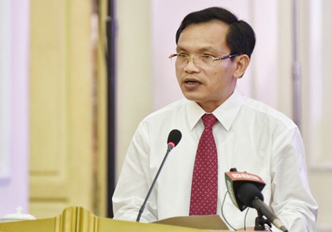 Ông Mai Văn Trinh khẳng định học sinh có thể yên tâm căn cứ vào đề thi tham khảo THPT quốc gia 2019 mà Bộ GDĐT đã công bố để ôn tập. Ảnh: T.L