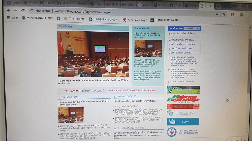 Ngày 8.1.2019, PV không tìm thấy thông tin về dịch bệnh trên trang web của Cục Thú y để tra cứu. Ảnh: Kh.V