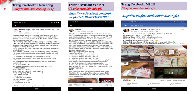 Những hình ảnh quảng cáo sản phẩm bất hợp pháp vẫn xuất hiện nhan nhản trên trang facebook. (Nguồn: CTV)