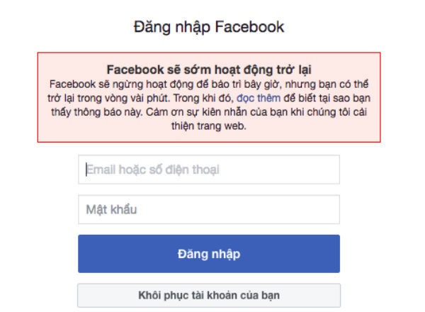 Thông báo của facebook
