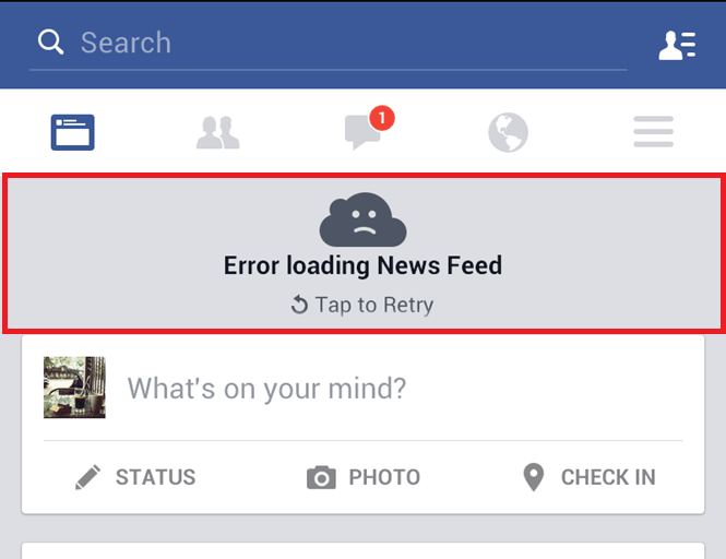 Ngày 8.4.2015 người dùng trên Android tại Việt Nam gặp hiện tượng News Feed (dòng tin) không thể cập nhật.