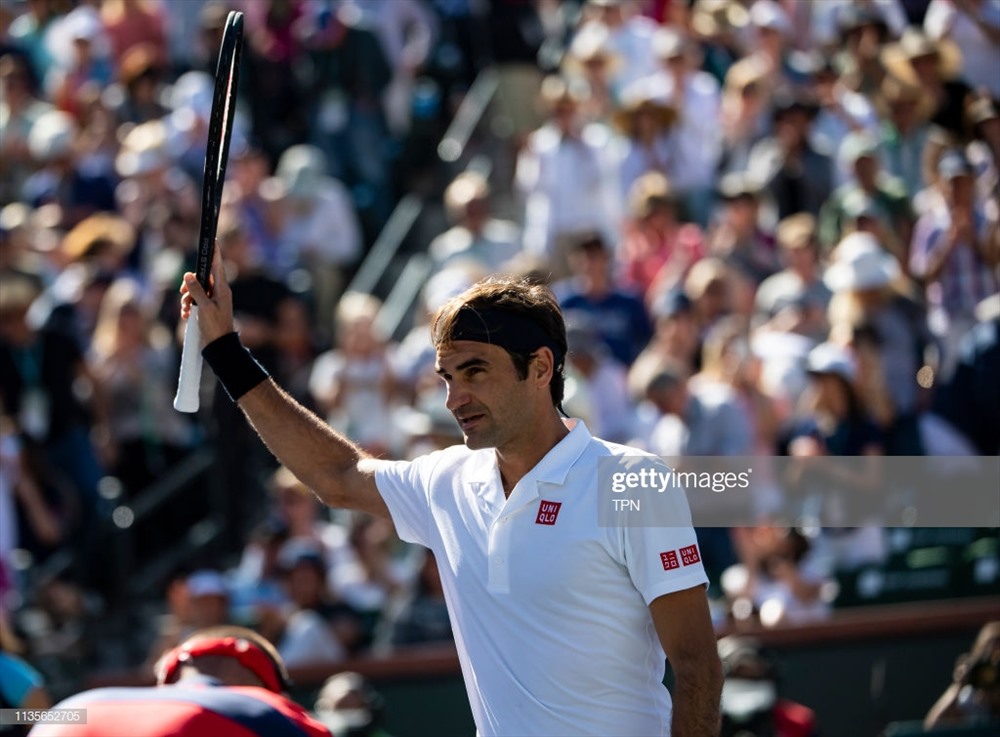Roger Federer bám sát Nadal trong cuộc đua danh hiệu tại giải ATP 1000 đầu tiên trong năm. Ảnh: Getty.