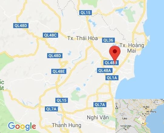 Xã Quỳnh Mỹ nơi phát hiện 2 ổ dịch tả lợn Châu Phi - Ảnh: Google.