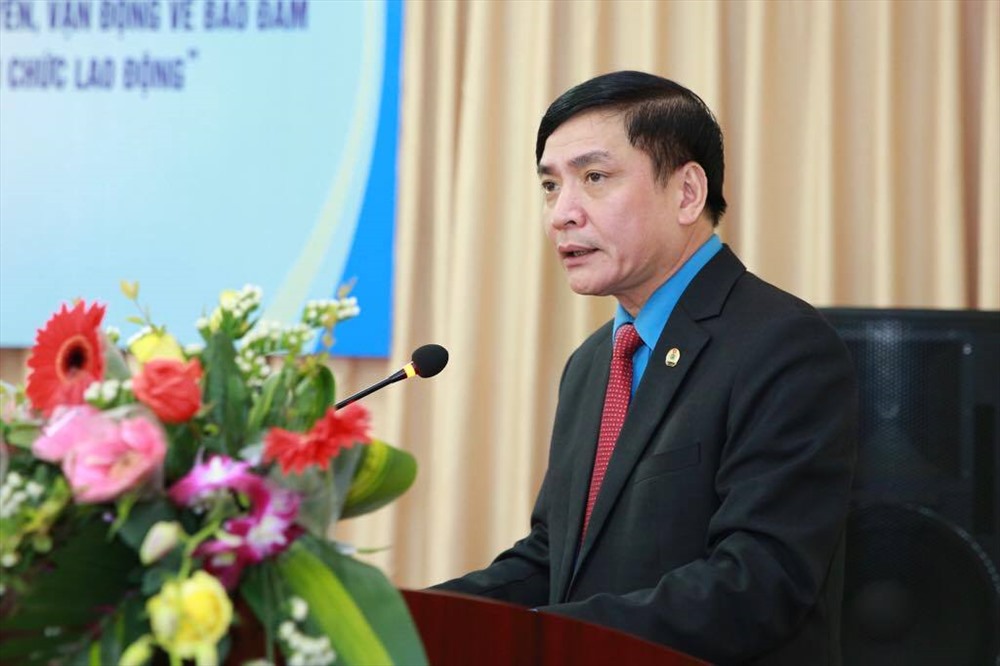 Chủ tịch Tổng LĐLĐVN phát biểu tại hội nghị. Ảnh: Hải Nguyễn