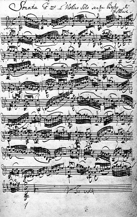 Violin Sonata số 1 cung Sol thứ một trong những tác phẩm tiêu biểu, bản thảo viết tay của Bach.