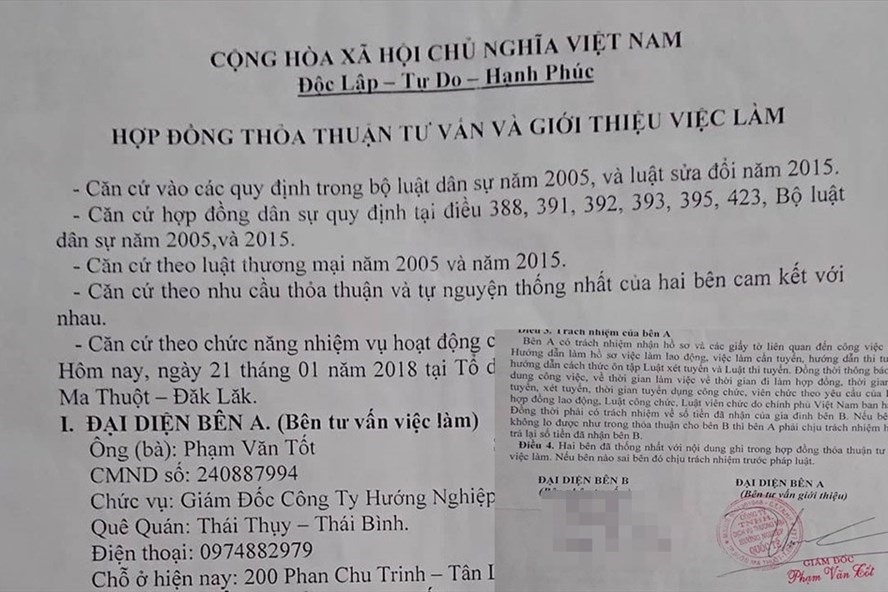 Hợp đồng của Công ty Hướng nghiệp được thực hiện không đúng theo quy định.