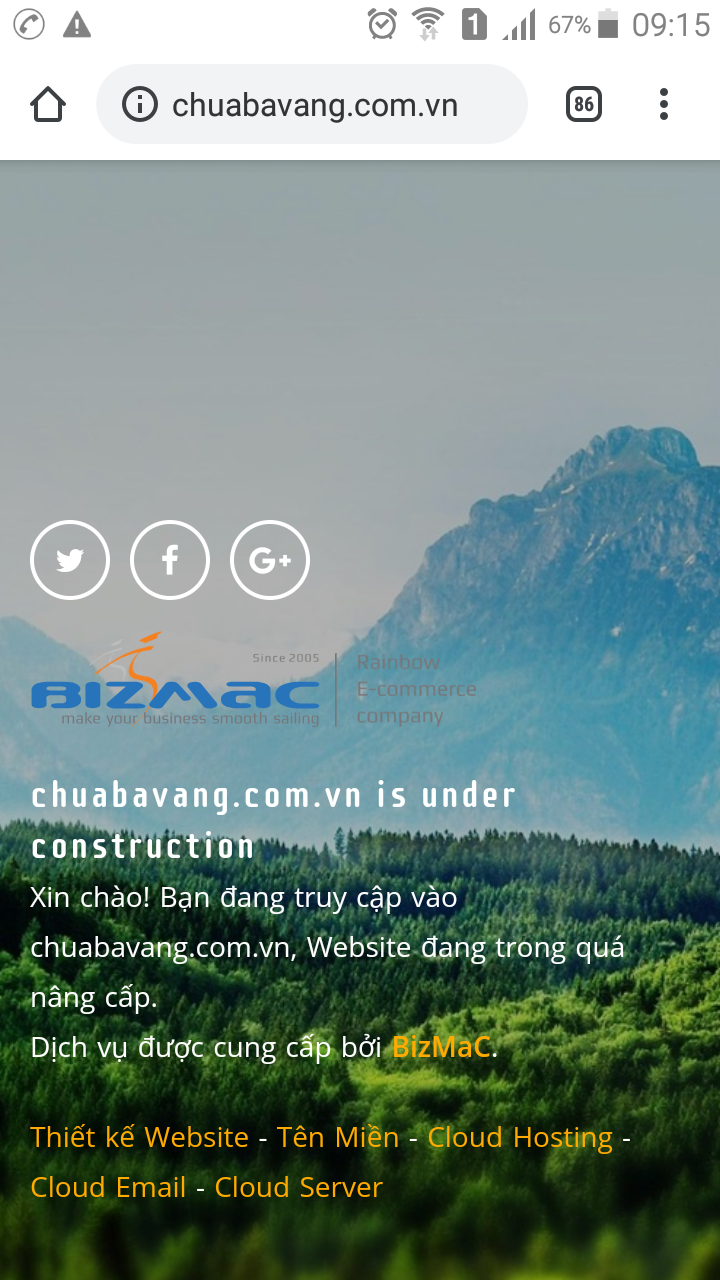 Trang chuabavang.com.vn tạm thời đóng cửa. Ảnh: N.H