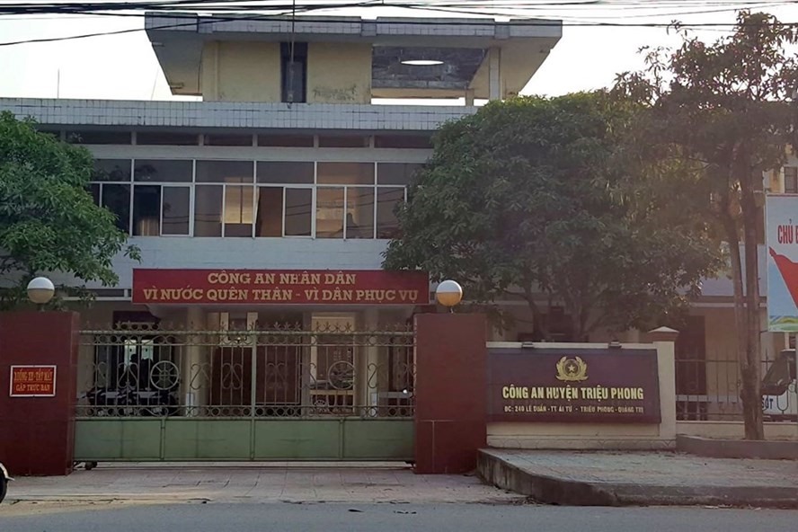 Trụ sở Công an huyện Triệu Phong, nơi đang thụ lý điều tra vụ việc. Ảnh: HT.
