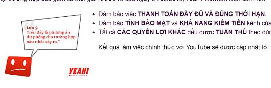 Yeah1 Network đưa ra phương án dự phòng trong trường hợp xấu nhất.