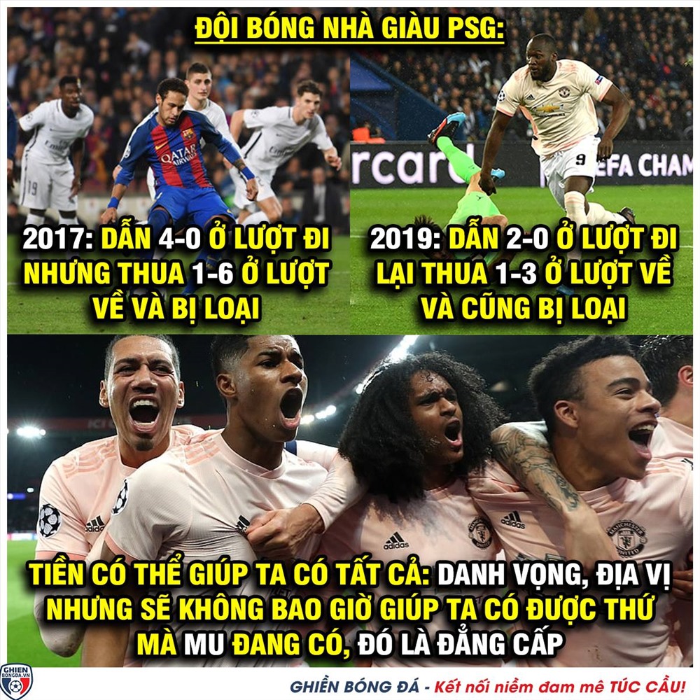 Từ Barca tới MU, đội bóng nhà giàu PSG luôn trở thành nạn nhân cho những cuộc lội ngược dòng kinh điển.